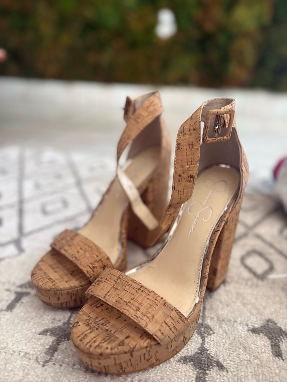 Jessica Simpson Cork-Look Platform Sandals in Tan